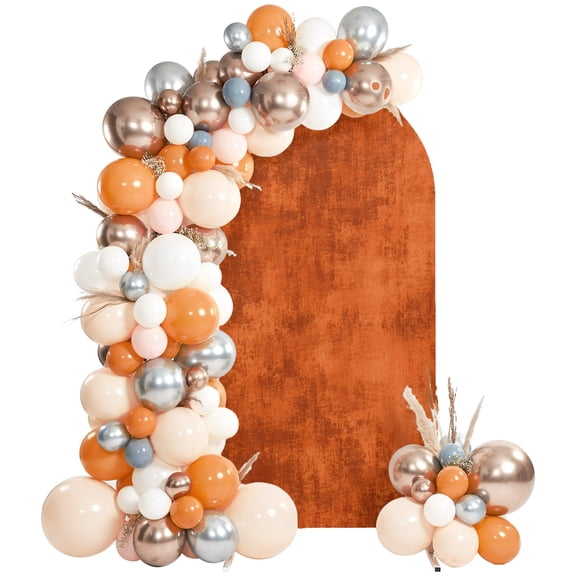 Textural Solid Deep Rust Arch Backdrop Cover 4 FT, Rustic Minimalist Mottled Background Wedding Arch Cover Stretchy Backdrop Stands Covers for Birthday Party Ceremony Banquet Decor