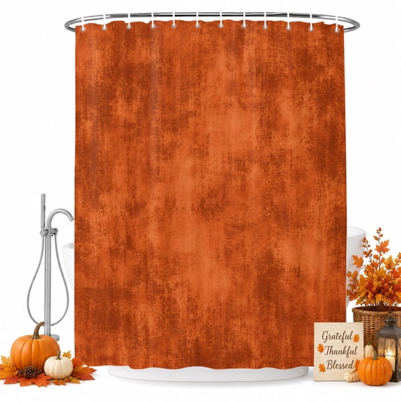 Textural Solid Deep Rust Fabric Shower Curtain, Rustic Minimalist Mottled Background Bathroom Curtain with 12 Hooks Waterproof Machine Cloth Shower Curtain for Bathroom, Bathtub, Spa Room, 36x72 Inch