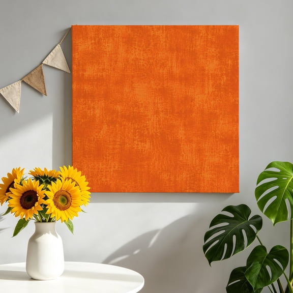 Textural Solid Orange Canvas Wall Art for Living Room, Rustic Minimalist Mottled Background Poster Print Painting for Bedroom Office Home Decoration Wall Pictures Prepare To Hang 16"x16"