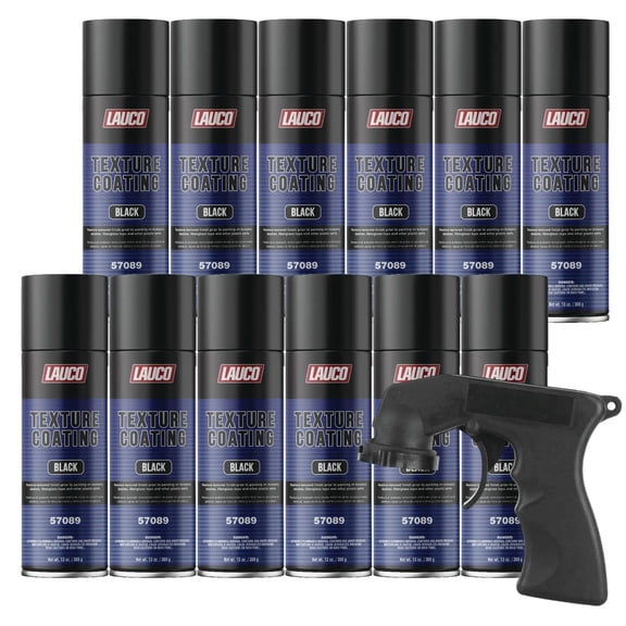 Texture Coating Black 13oz Aerosol Spray Can - For Automotive and Industrial Use Quantity: 12 Pack with Gun