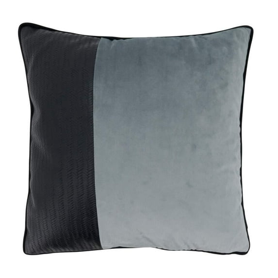 Texture Color Blocked Two-Tone Velvet Decorative Throw Pillow Cover 18 x 18 Inch Black