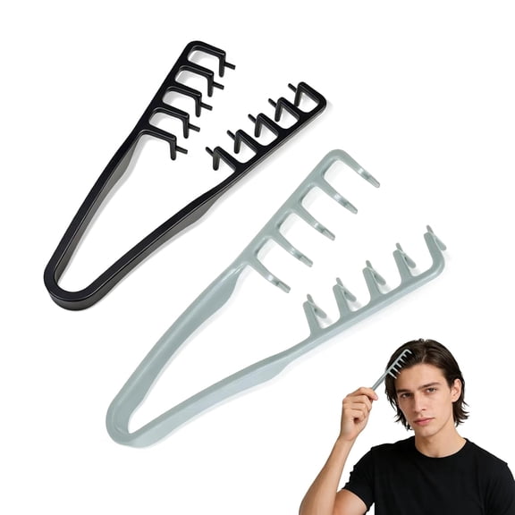 Texture Comb 2 Pack,Volumizing Fluffy Texture Styling Comb for Men and Women,Tooth Volumizing Hair Styling Tool,ABS Plastic Hair Styling Combs for Volume and Texture(Black + Gray)
