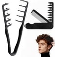 thumbnail image 1 of Texture Comb 2 Pieces, Texturizing Comb for Men, Comb Set, 2-in-1 Folding Comb, Wide Tooth Comb, Curly Hair Comb, Black Men's Hair Comb for Daily and Professional Styling, 1 of 6