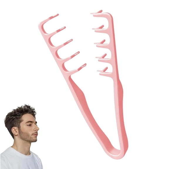 Texture Comb, Voluminous Wide Tooth Hair Comb for Maximum Root Lift, Dual Wide & Fine Tooth Texturizing Styling Comb, Non Slip ABS Plastic Hair Styling Tool (Pink)