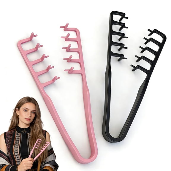 Texture Comb, Voluminous Wide Tooth Texture Styling Comb for Hair Styling, Root Lifter Comb with Textured Non Slip Grip, ABS Plastic Hair Styling Tool for Men Women (Black+Pink)