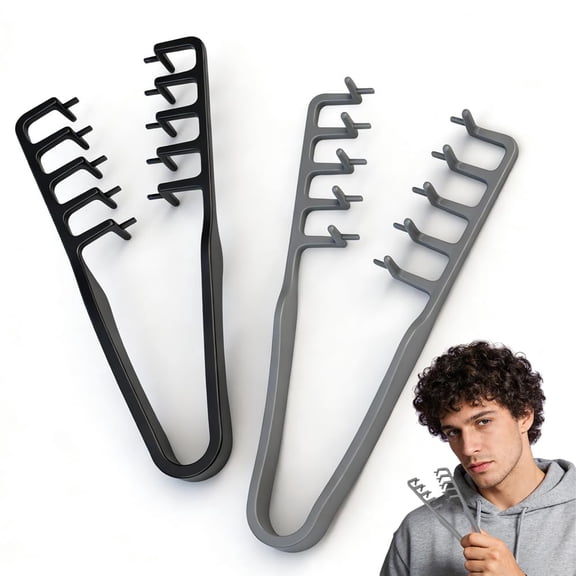 Texture Comb, Voluminous Wide Tooth Texture Styling Comb for Hair Styling, Root Lifter Comb with Textured Non Slip Grip, ABS Plastic Hair Styling Tool for Men Women (Black+Gray)