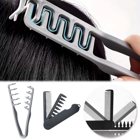 Texture Comb,Voluminous wide-toothed hair comb fluffy texture, ABS with textured grip, Curly Hair Detangling Combing with Fringe Parting Design,Protable Pocket Comb