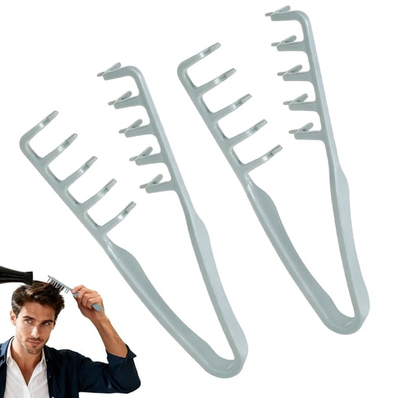 Texture Comb, Volumizing Fluffy Texture Styling Comb for Men and Women, Wide Tooth Comb Root Lifter Hair Styling Tool for Volume, Fringe Parting & Curly Hair, ABS Plastic (2PCS, Grey)
