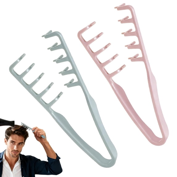 Texture Comb, Volumizing Fluffy Texture Styling Comb for Men and Women, Wide Tooth Comb Root Lifter Hair Styling Tool for Volume, Fringe Parting & Curly Hair, ABS Plastic (Grey & Pink)