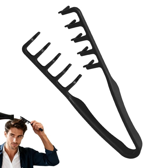Texture Comb, Volumizing Fluffy Texture Styling Comb for Men and Women, Wide Tooth Comb Root Lifter Hair Styling Tool for Volume, Fringe Parting & Curly Hair, ABS Plastic (Black)