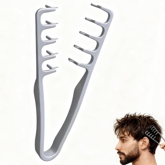 Texture Comb for Men & Women, Root Lifting Hair Shaping Tool, Wide Spacing Teeth, Lightweight ABS Grip(Gray)