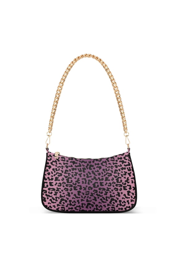 Texture Leopard Skins Womens Chain Shoulder Bag Tote Handbag Clutch Hobo Purse with Zipper for Travel Casual
