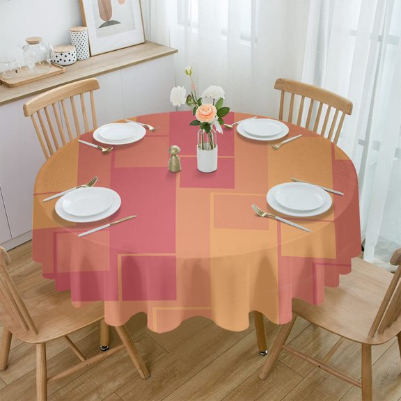 Texture Line Square Color Block Waterproof Tablecloth Table Decoration Round Table Cover for Kitchen Wedding Home Dining Room