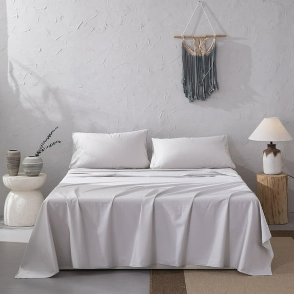 Texture & Looms Cotton Sateen Hotel Collection 400 TC Sheet Set, 17" Deep Pocket, Full Size 4PC Set, Luxury Bedding for Adults