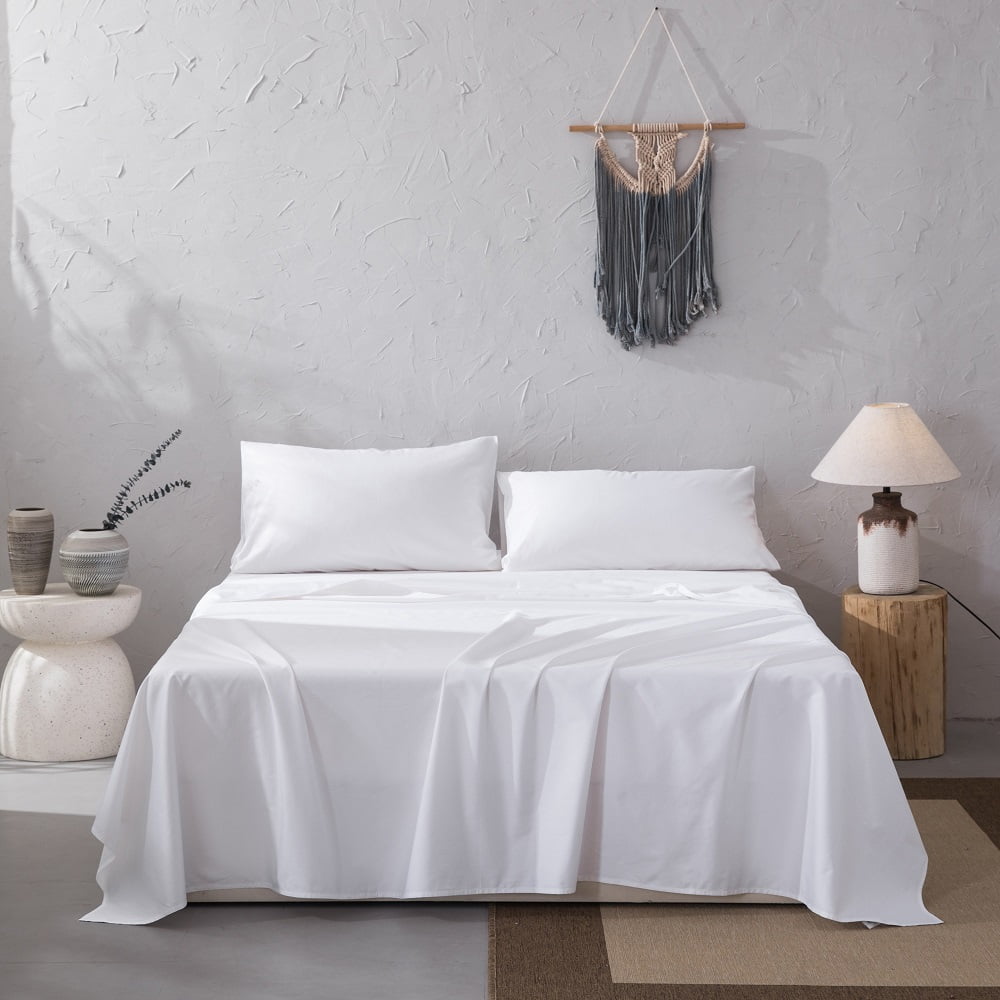 Full Size White Cotton Sateen Sheet Set