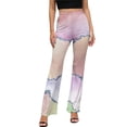 thumbnail image 1 of Texture Ombre Pants High Waist Purple And Green Glitter Print Streetwear Flare Pants Summer Casual Trendy Oversize Trousers, 1 of 2