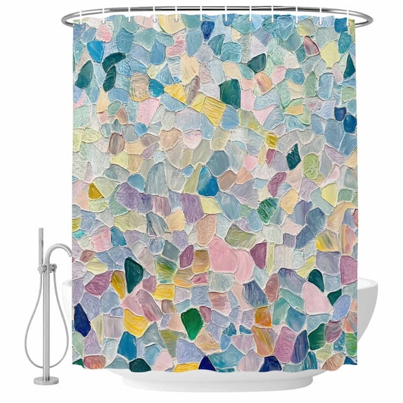Texture Sense Fabric Shower Curtain Oil Painting Art Washable Shower Curtains for Bathroom, Waterproof Bath Curtain with Hooks Home Decor 36x72in
