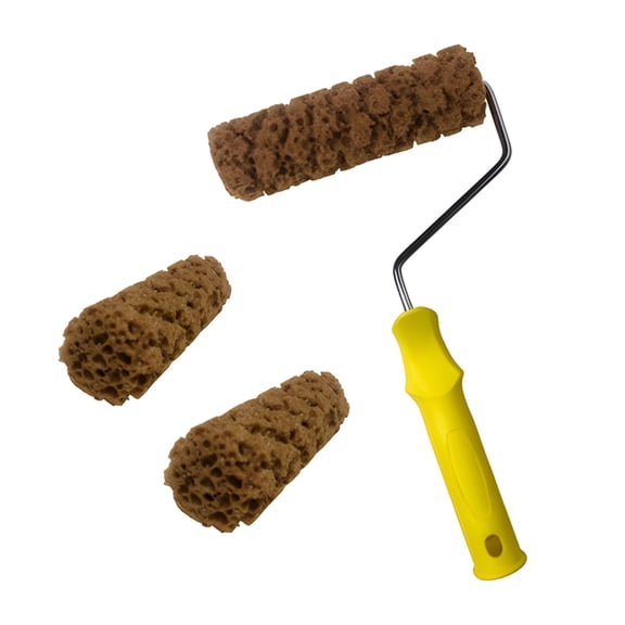 Texture Sponge Paint Rollers, M60 6 in Artificial Seaweed Sponge Roller with 3 Sponge Sticks, Comfortable Grip, Anti-Rust Bracket, Pineapple Lattice Pattern, for Walls & Ceilings