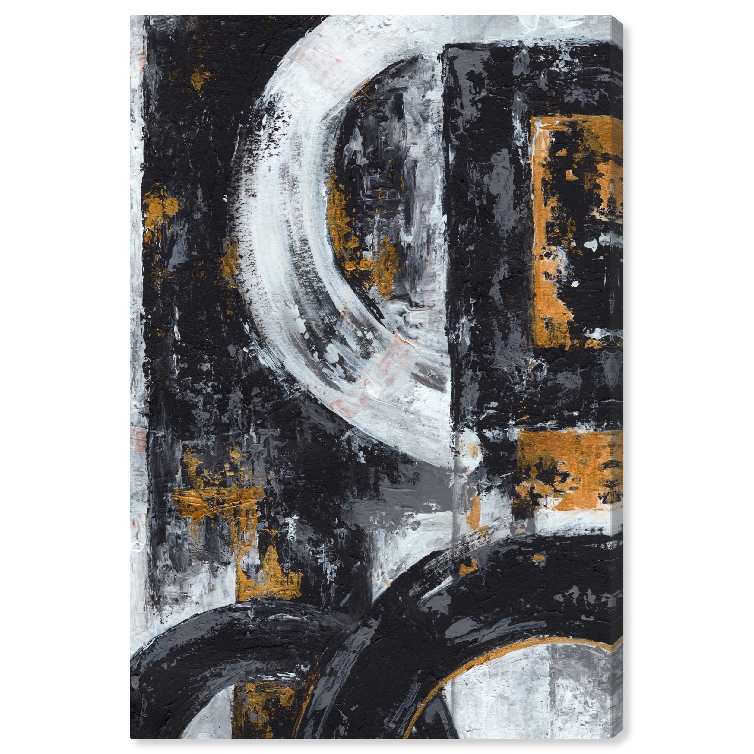 Masculine Abstract Black and White Canvas Wall Art, 10" x 15"