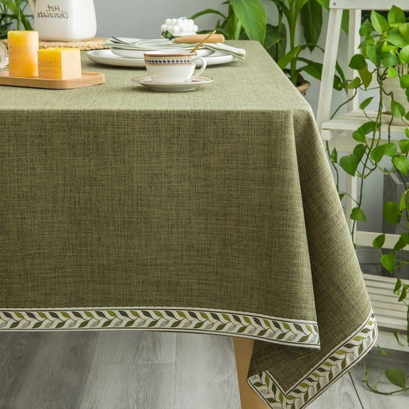 Texture tablecloth linen style country style washable tablecloth jacquard border rectangular tablecloth, suitable for kitchen dining. Different specifications to choose from
