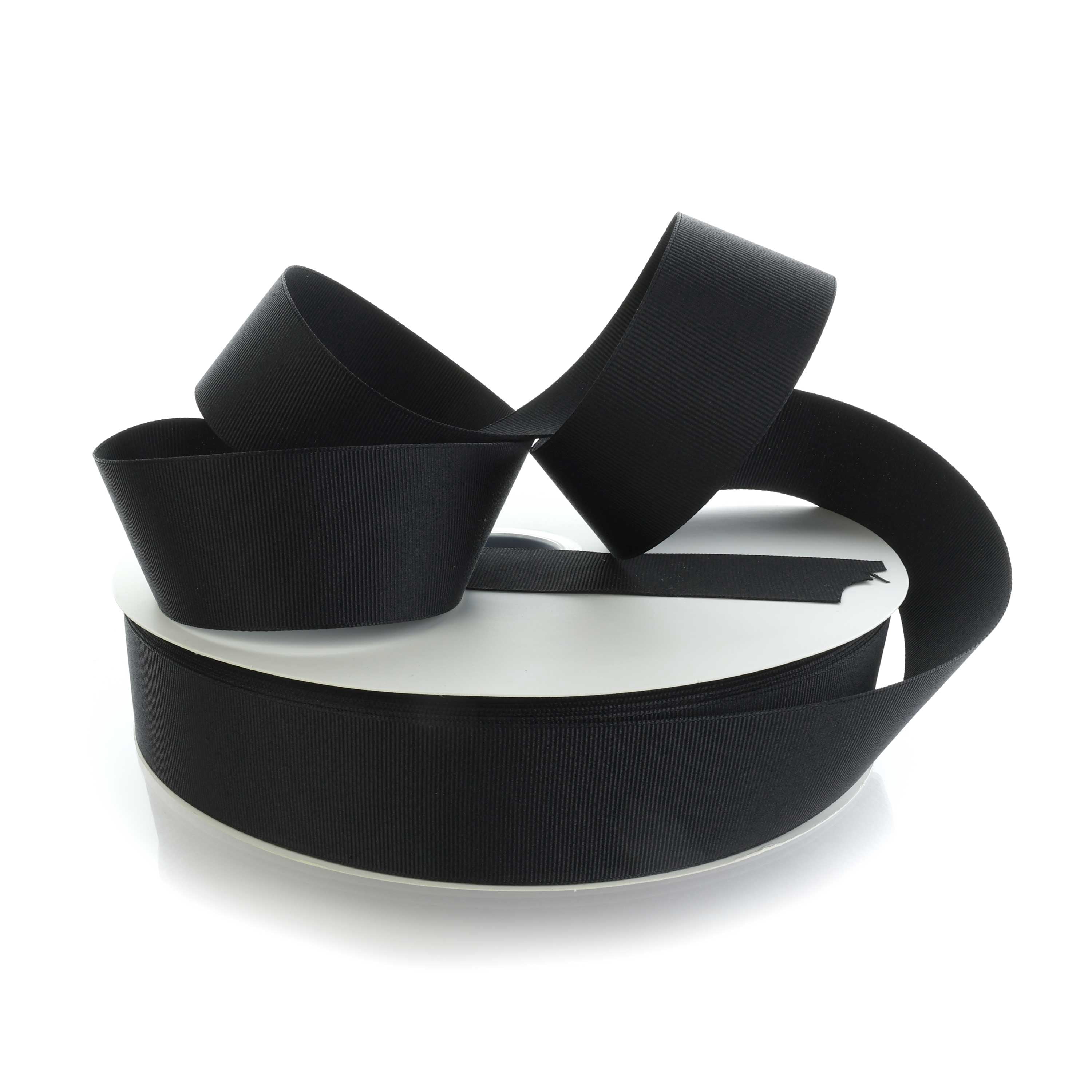 Textured 1.5" Grosgrain Ribbon Solid Black 100 Yard