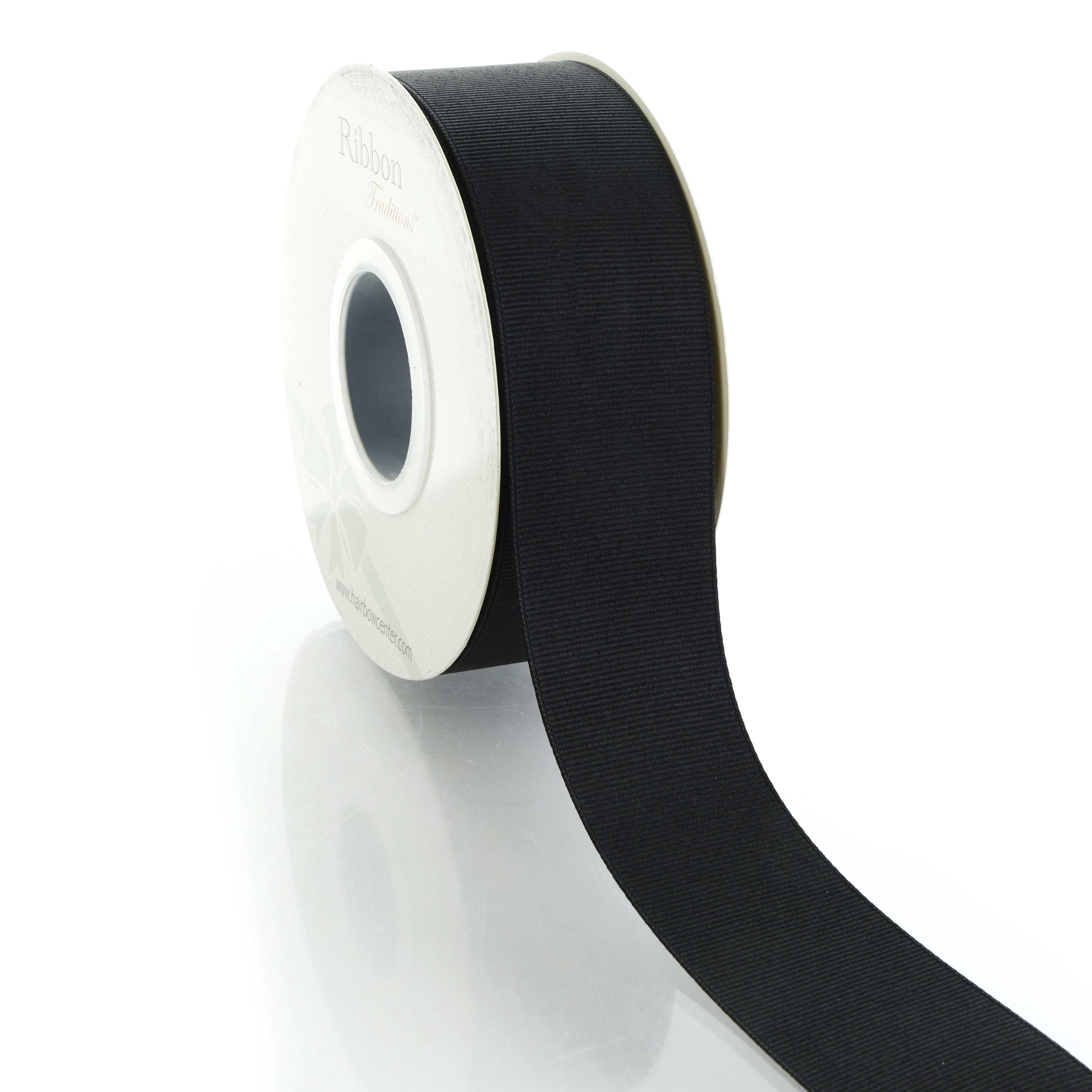 Textured 1.5" Grosgrain Ribbon Solid Black 25 Yard