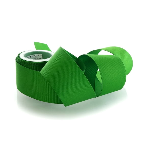 Textured 1.5" Grosgrain Ribbon Solid Emerald Green 5 Yard