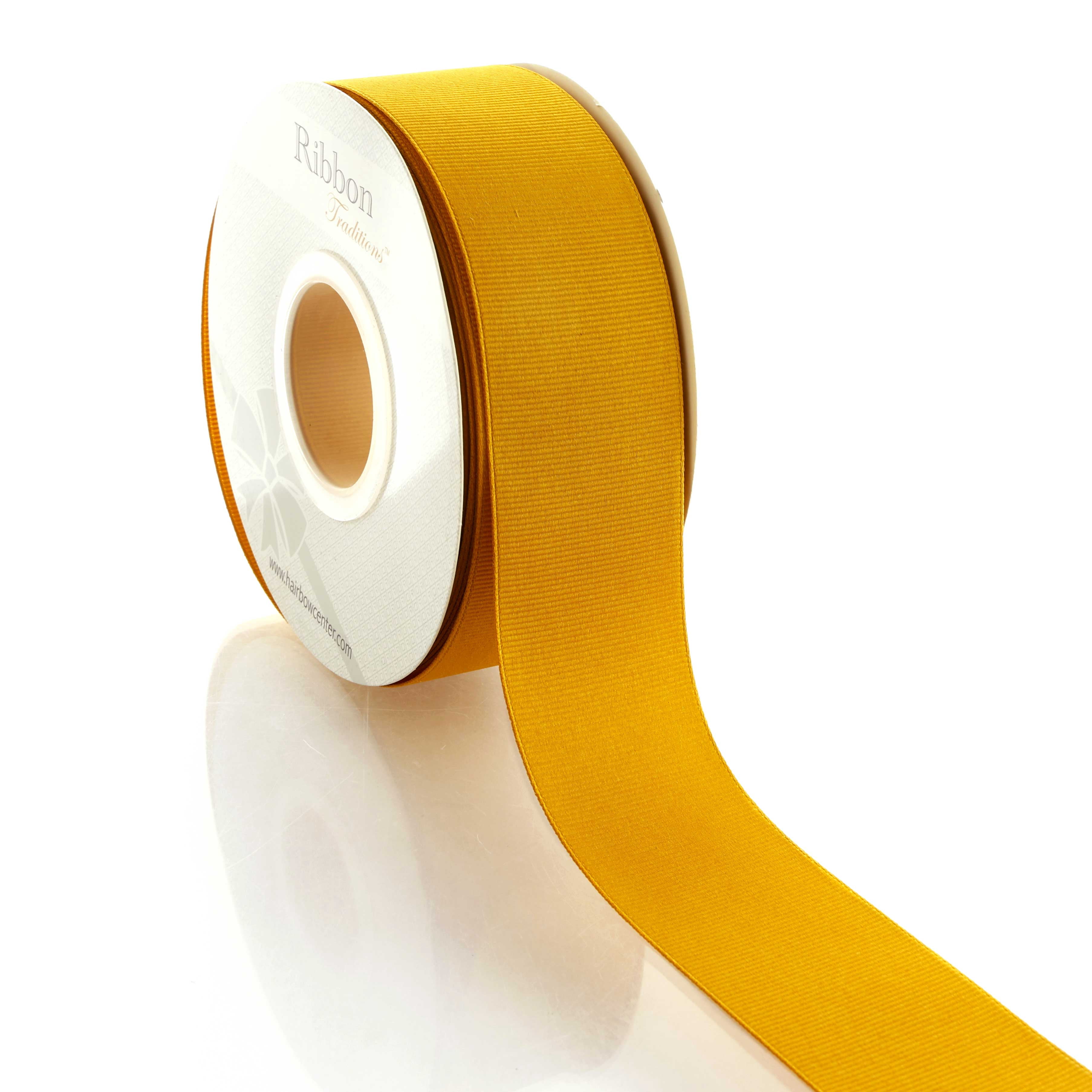 Textured 1.5" Grosgrain Ribbon Solid Gold 25 Yard