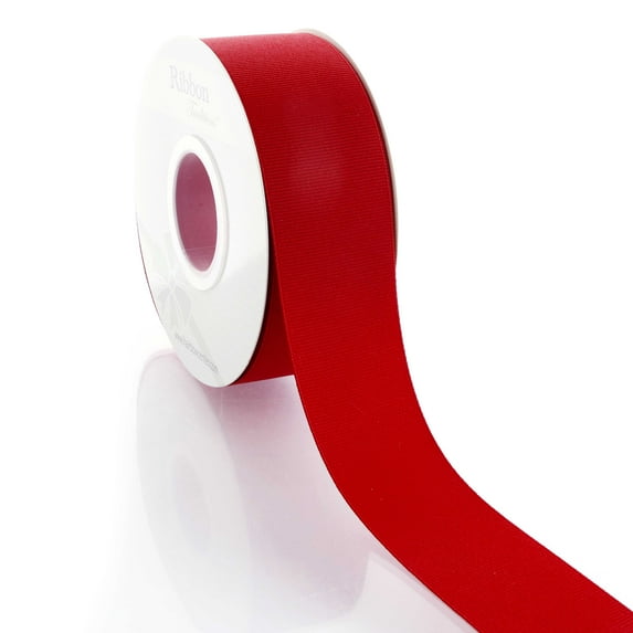 Textured 1.5" Grosgrain Ribbon Solid Red 25 Yard