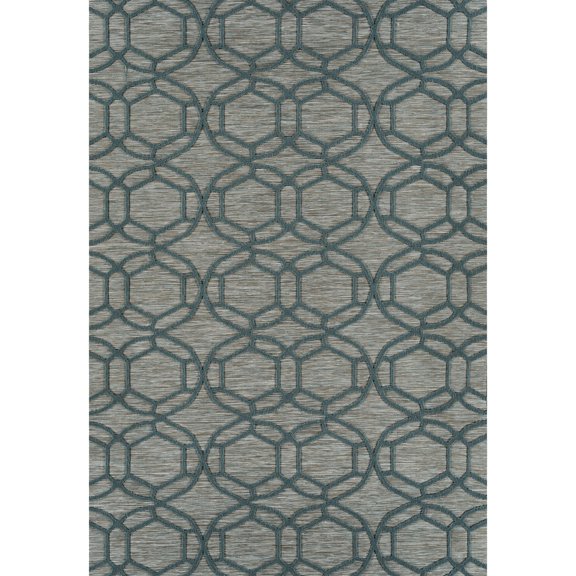 Textured 24" x 72" Runner, Teal Main Color, Contemporary Design / UV-Stabilized for Residential Use