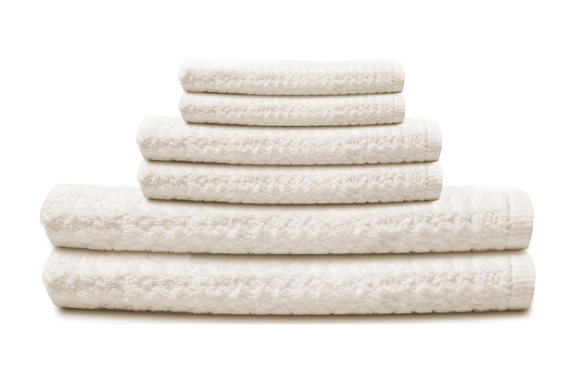 Textured 6-Piece 100% Combed Cotton Bath Towel Set In Ecru