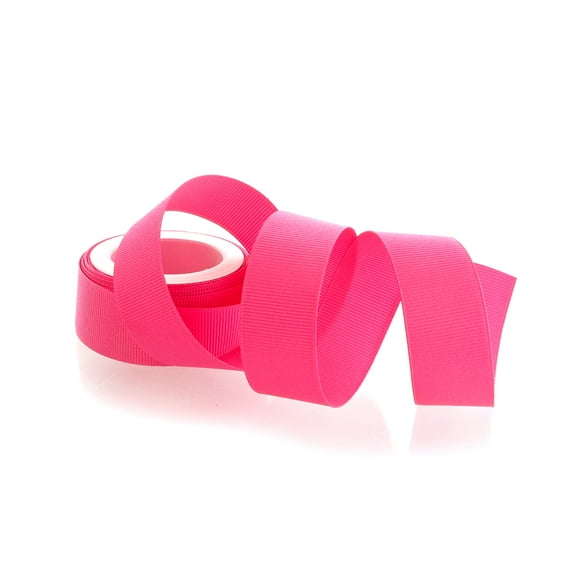 Textured 7/8" Grosgrain Ribbon Solid Neon Pink 5 Yard
