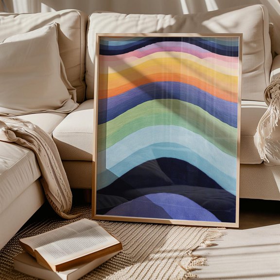 Textured Abstract Art Print Multicolor, Modern Rug-Style Minimalist Print, Tactile Geometric Wall Decor,, RE03, Unframed Paper Poster 8x10in