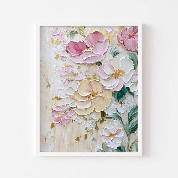 Textured Acrylic Flower, Abstract Flowers Art, Pink Floral Wall Decor, Modern Living Room Artwork, Floral Art For Home Decor, 12x18 UNFRAMED