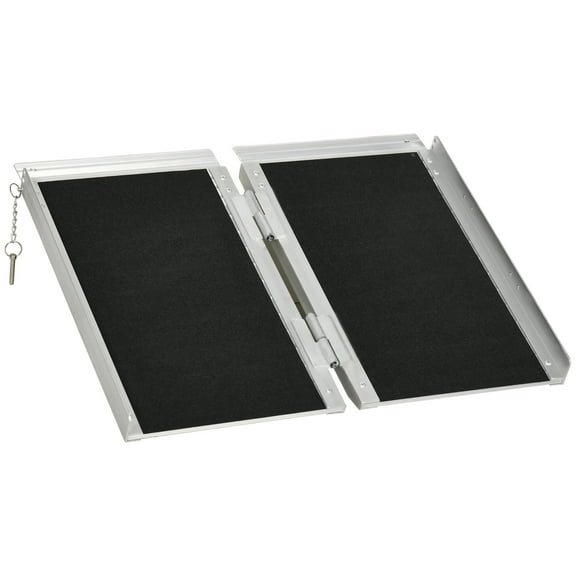 Textured Aluminum Folding Wheelchair Ramp, 2' Portable Threshold Ramp, for Doorways, Home, Steps, Stairs,