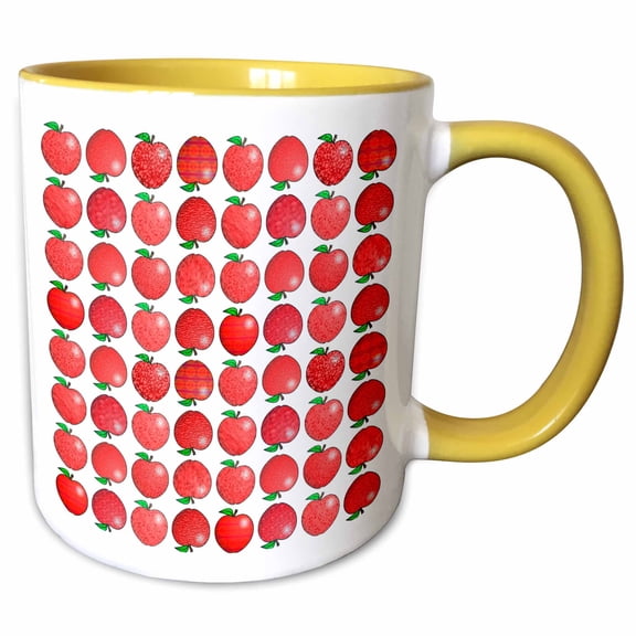 3drose, Textured Apple Print Small, 11oz Two-tone Yellow Mug