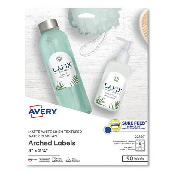 Textured Arched Print-To-The-Edge Labels, Laser Printers, 3 X 2.25, White, 9/sheet, 10 Sheets/pack | Bundle of 10 Packs