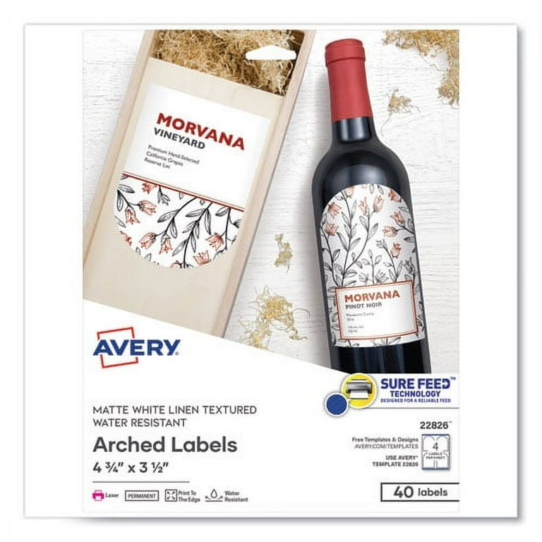 Textured Arched Print-to-the-Edge Labels, Laser Printers, 4.75 x 3.5, White, 4/Sheet, 10 Sheets/Pack