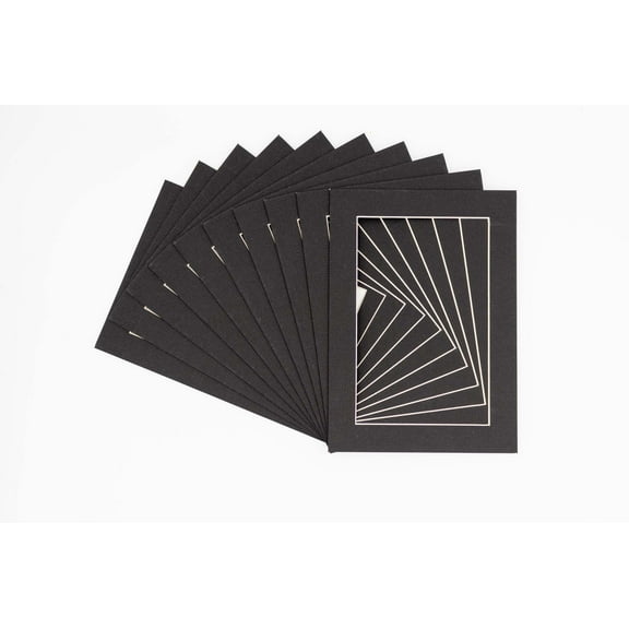 Textured Black Acid Free 13x19 Picture Frame Mats with White Core Bevel Cut for 11x14 Pictures -