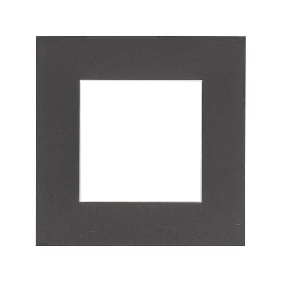 Textured Black Acid Free 16x16 Picture Frame Mats with White Core Bevel Cut for 8x8 Pictures - Fits
