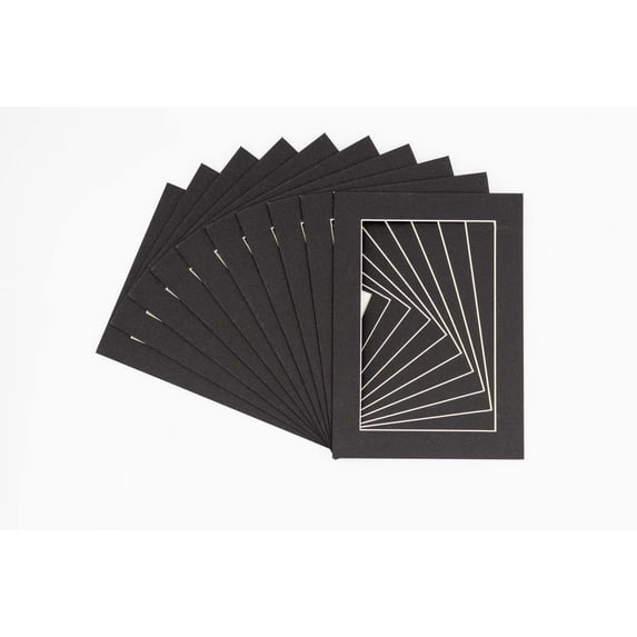 Textured Black Acid Free 16x20 Picture Frame Mats with White Core Bevel Cut for 12x16 Pictures -