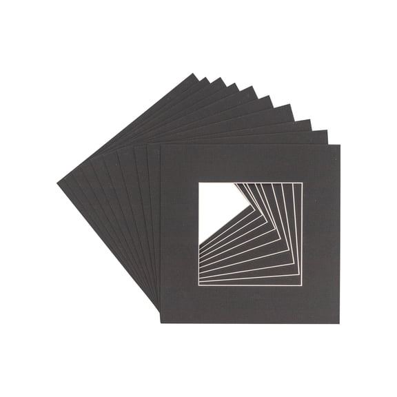 Textured Black Acid Free 20x20 Picture Frame Mats with White Core Bevel Cut for 12x12 Pictures -