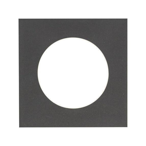 Textured Black Acid Free 7x7 Cirlce Picture Frame Mat with White Core Bevel Cut for 5x5 Pictures -