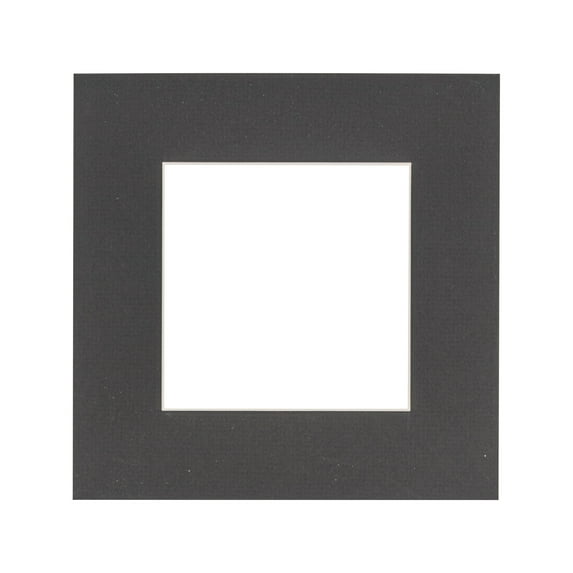 Textured Black Acid Free 7x7 Square Picture Frame Mat with White Core Bevel Cut for 5x5 Pictures -