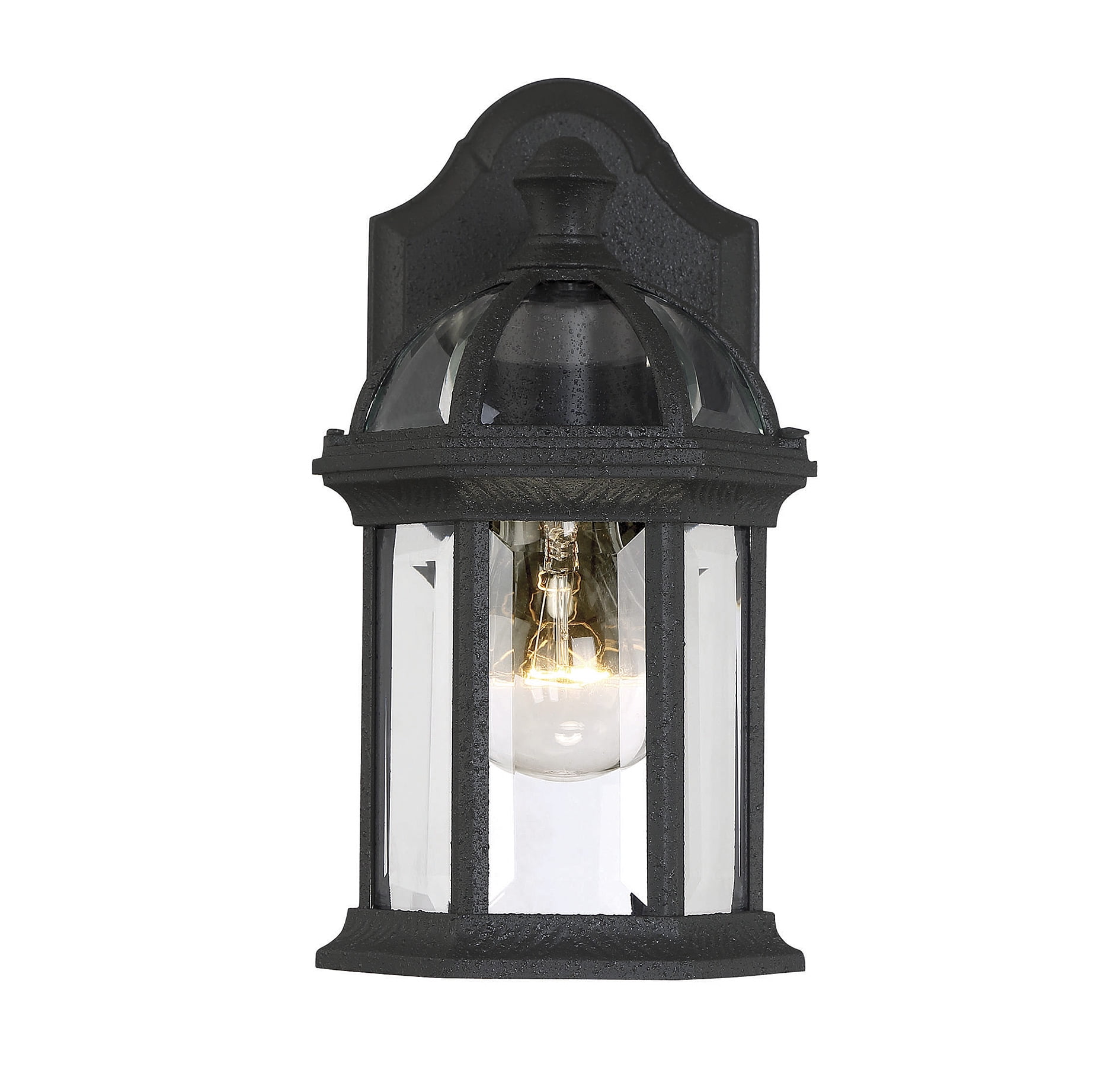 Textured Black Mission Style Outdoor Wall Lantern