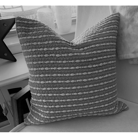 Textured Boucle Handwoven Decorative Pillow Grey