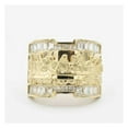 thumbnail image 1 of Diamond-Cut CZ Textured Last Supper Ring Unisex Adult 10K Yellow Gold, 7.72 Gr – Goldum NYC, 1 of 6
