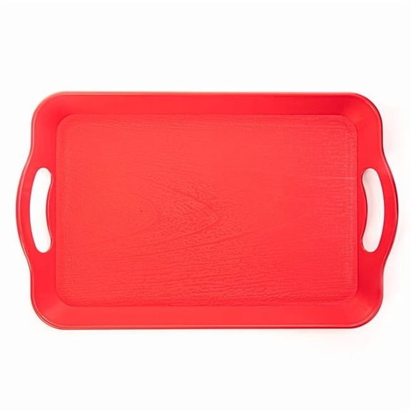 Textured Cafeteria Tray with Handles, Red - Small