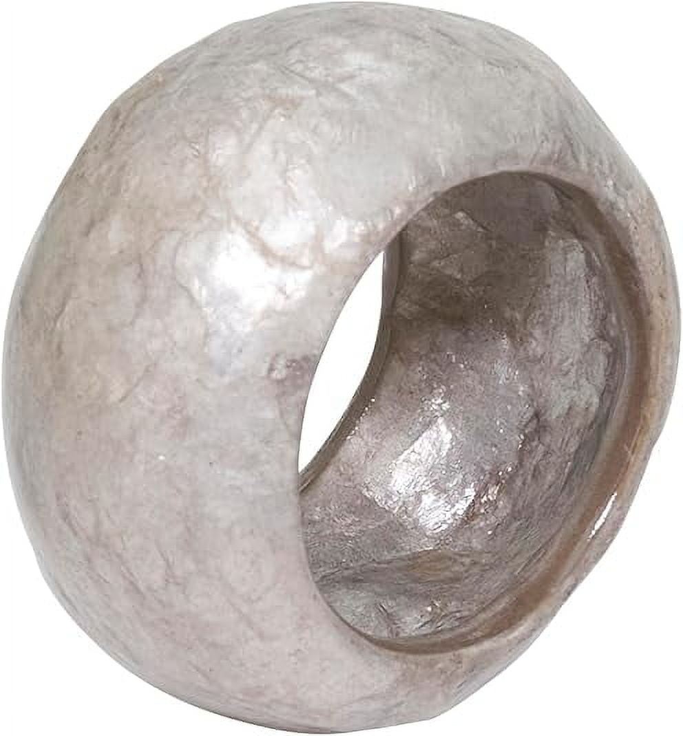Silver Textured Capiz Napkin Rings Set of 4