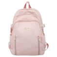 thumbnail image 1 of Textured Casual Backpack, Large Capacity Aesthetic School Bookbag, Multi Pocket Lightweight Shoulder Bag, Cute Stylish Travel Daypack, Daily Commute Bag for Women Outdoor Use, Pink, 1 of 5